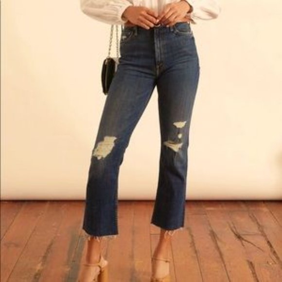 MOTHER Denim - Mother High Waisted Rider Ankle Fray Distressed Jeans Sz 26